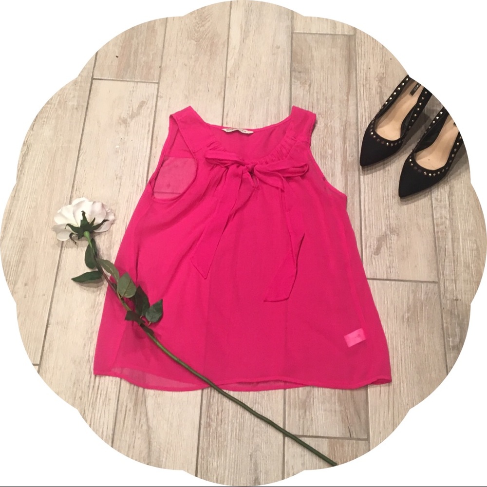 Old Navy Pink Front Tie Pussy Blouse